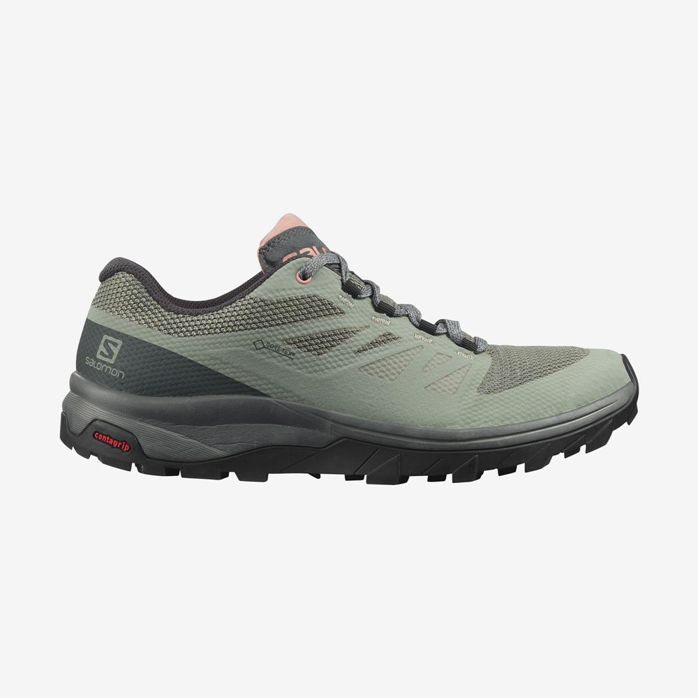 Buty Trekkingowe Damskie Salomon OUTLINE GORE-TEX - Oliwkowe - Polska (801-KCWJUB)